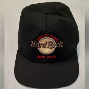 Vintage Hard Rock Cafe New York Black Leather Strapback Collector cap